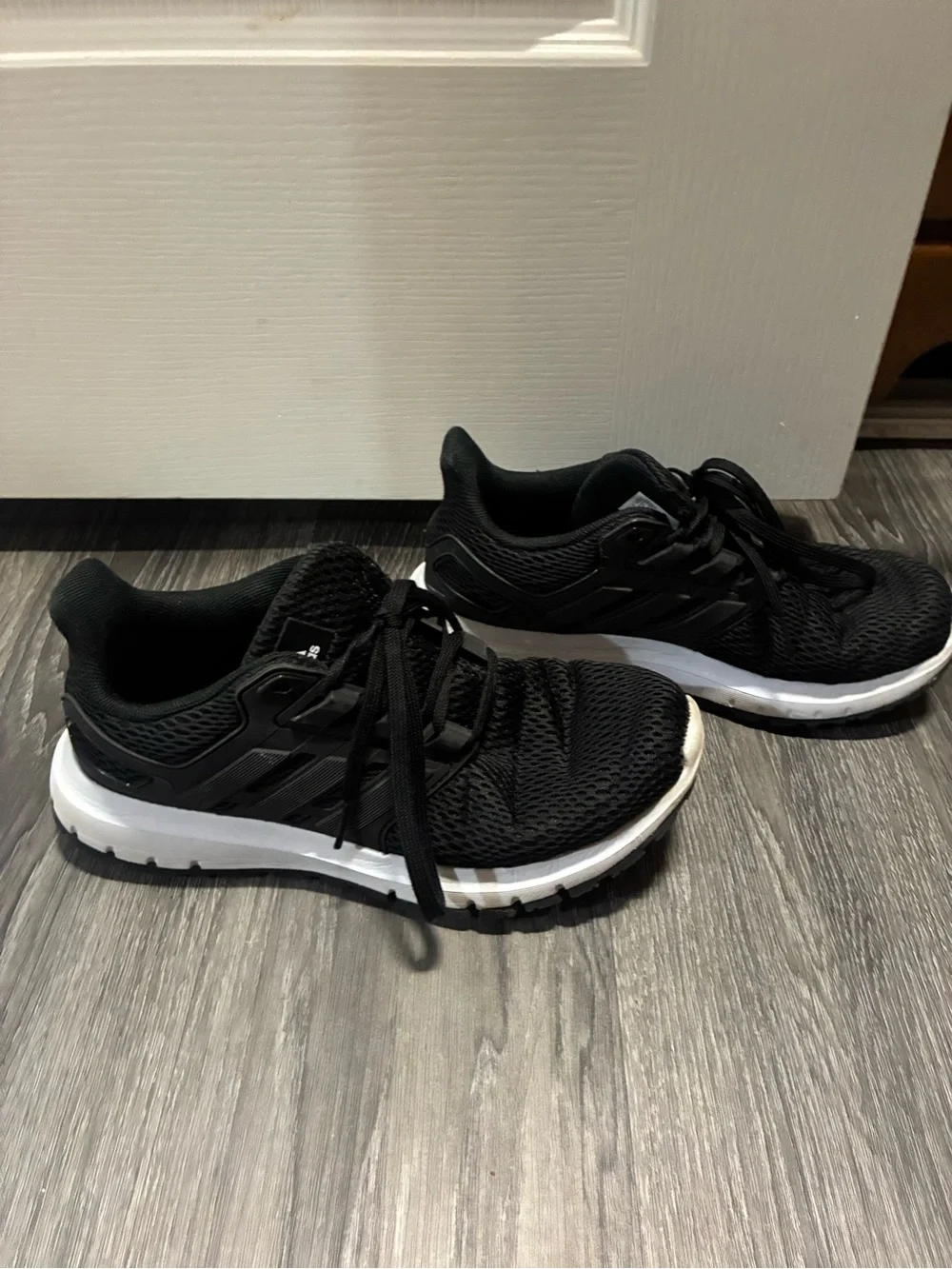 adidas Black and White Mesh Athletic Sneakers